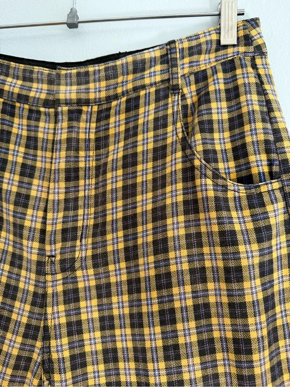 Free People Purple and Yellow Plaid Pants